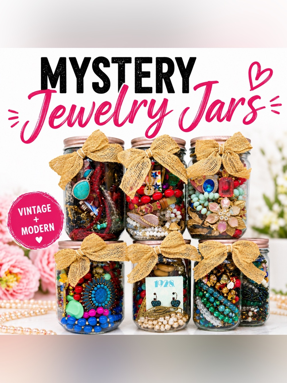 Mystery Jewelry Jar ~ Wearable Lot ~ Vintage to Mod ~ Gift Curated by Jewelmazed